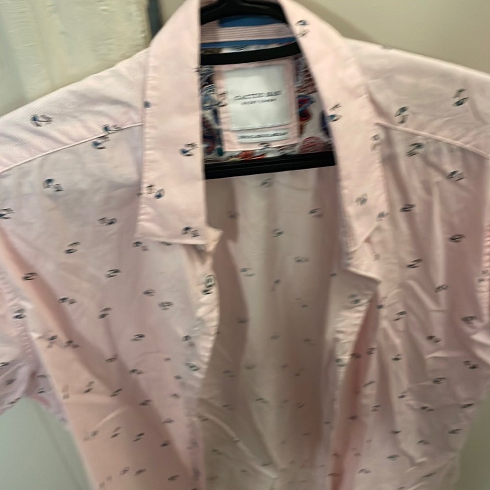 Cactus Man - XL - button down pink shirt with umbrellas!